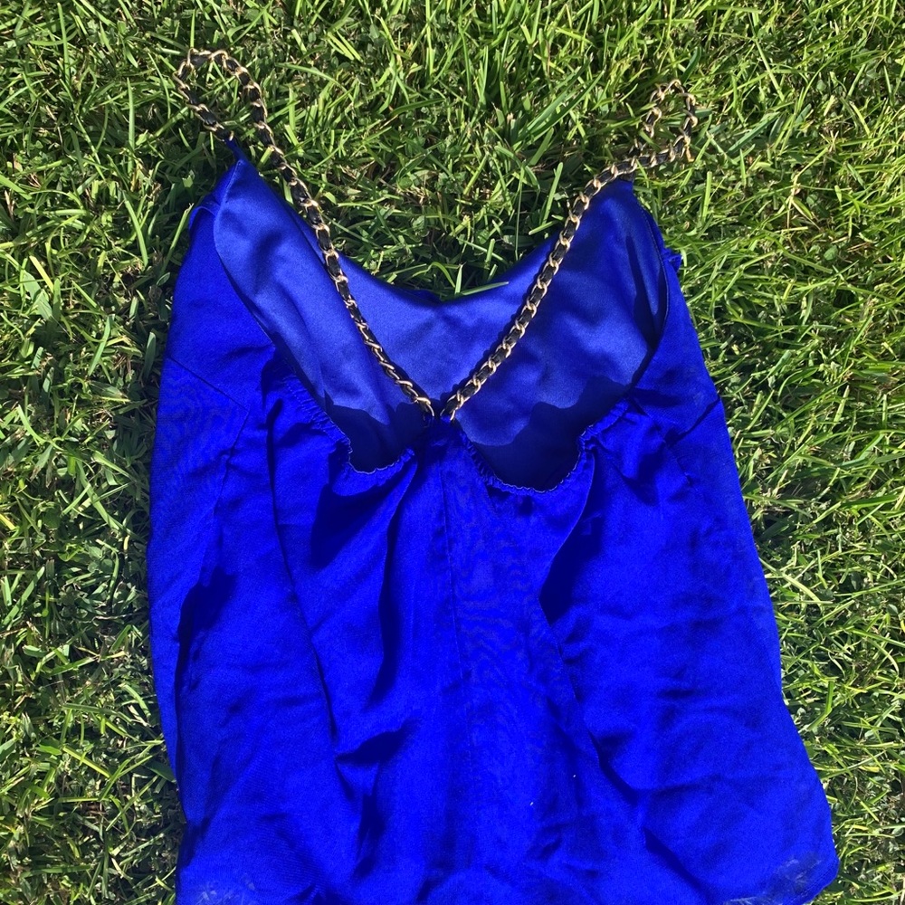 Blue change strap tank top